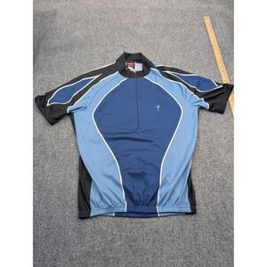 Specialized Jersey Mens L Short Sleeve Blue Black 1/4 Zip Cycling Bike Shirt